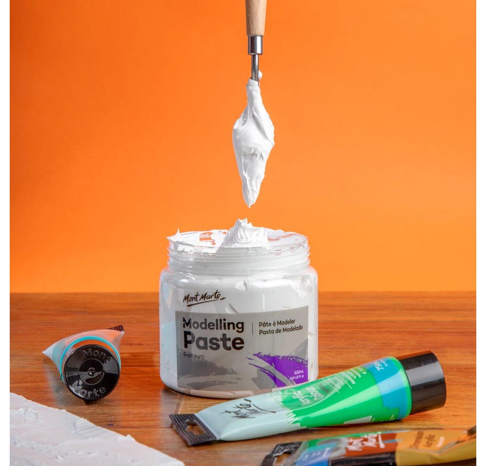 Mont Marte Malpaste - PREMIUM Modellierpaste, Strukturpaste 500ml - Acrylic Medium, - Perfekt für das Schaffen von Texturen auf verschiedenen Oberflächen Bild 4