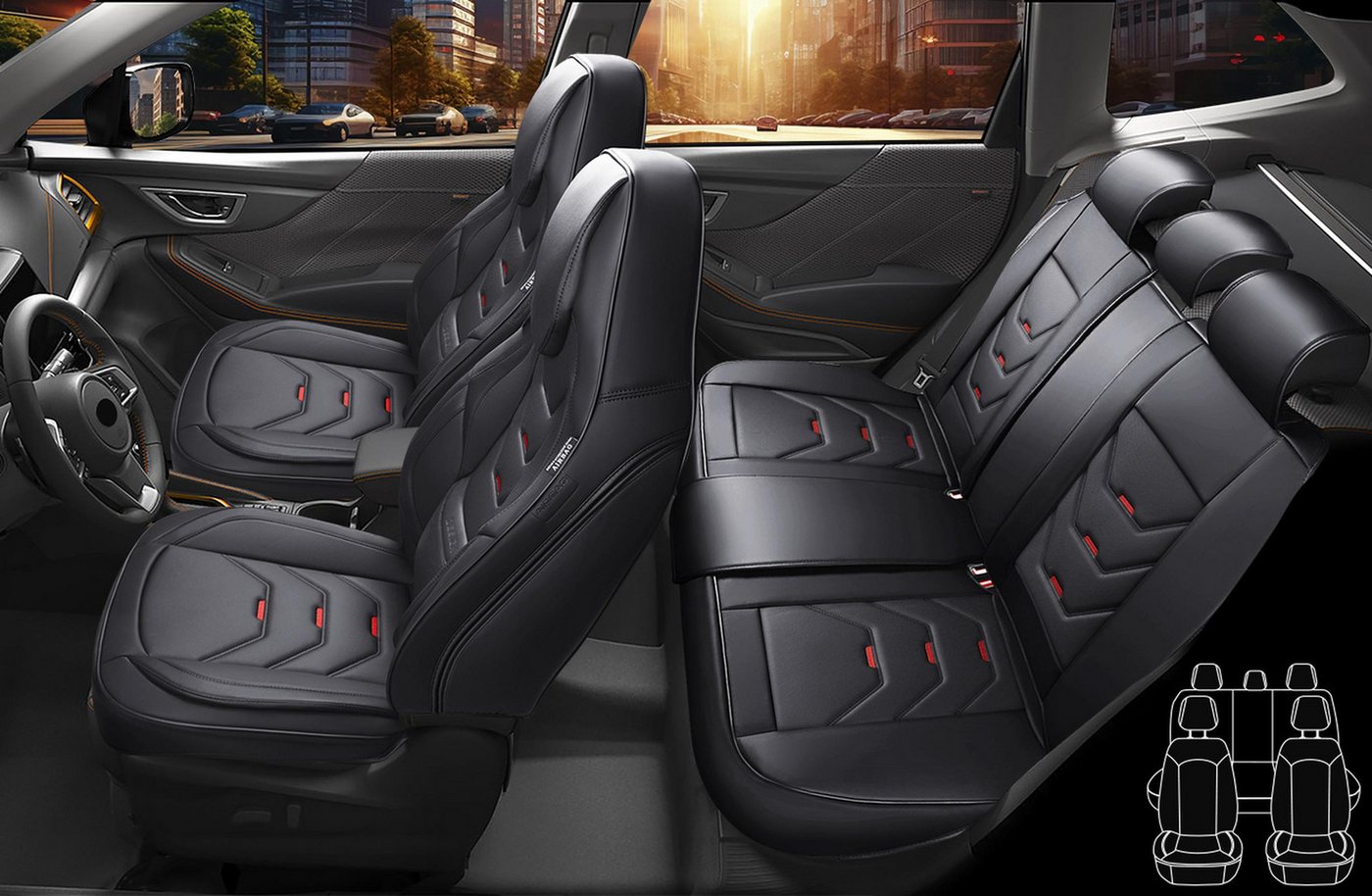 BREMER SITZBEZÜGE Autositzbezug für Audi A6 Bj ab 2018 (FL1), Set, 2-tlg., Komplettset Vorne und Hinten, in Schwarz Bild 5