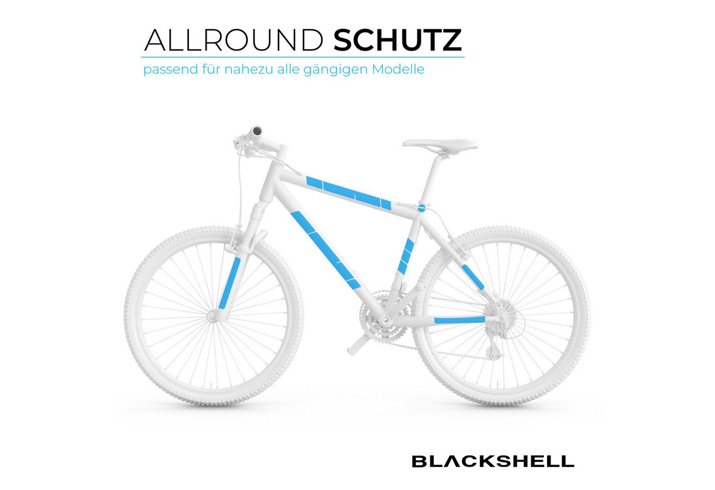 Blackshell Lackschutzfolie Fahrrad Aufkleber Schutzfolie Rahmenschutz für alle Rahmentypen, (Set, 21 teiliges Lackschutzset entwickelt für den Steinschlagschutz), Schützt Ihr Fahrrad vor sämtlichen schädigenden Einflüssen Bild 4