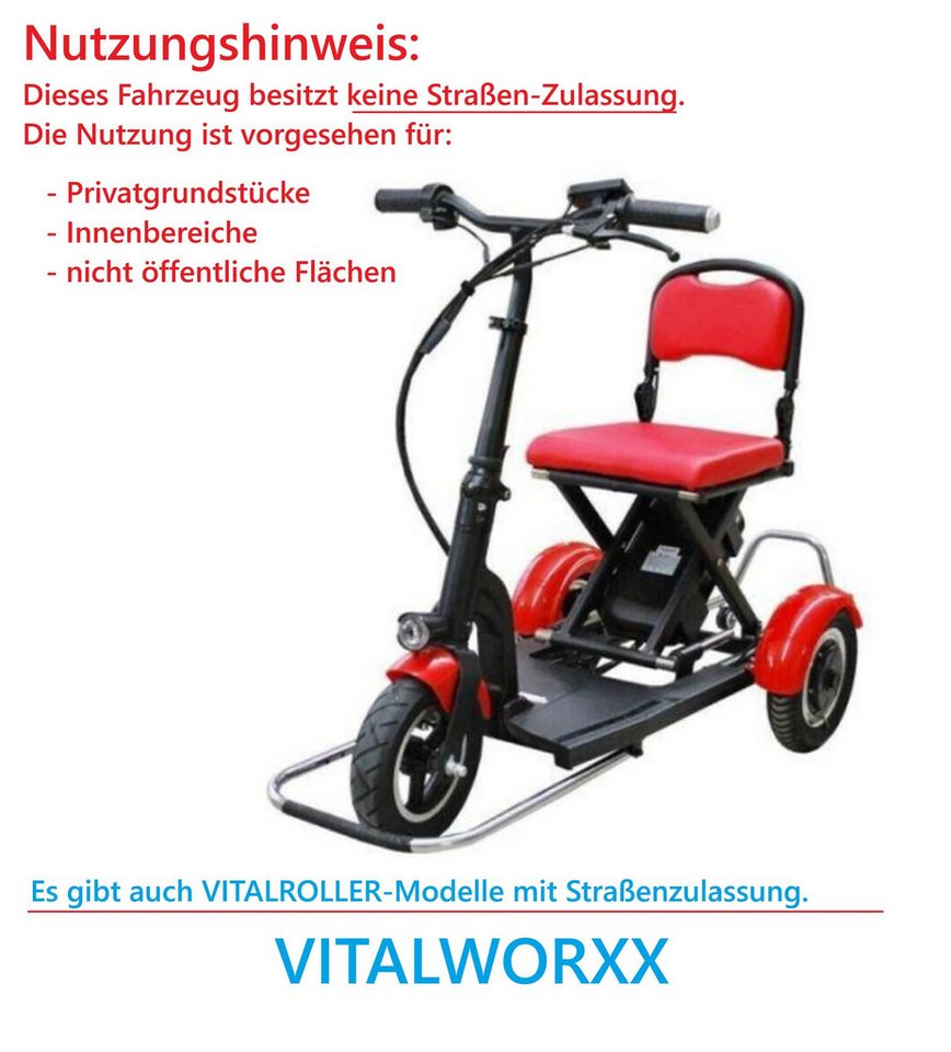 VITALWORXX Elektromobil VITALROLLER Light OHNE ZULASSUNG FÜR DEN ÖFFENTLICHEN RAUM !!!, 15 km/h Bild 4