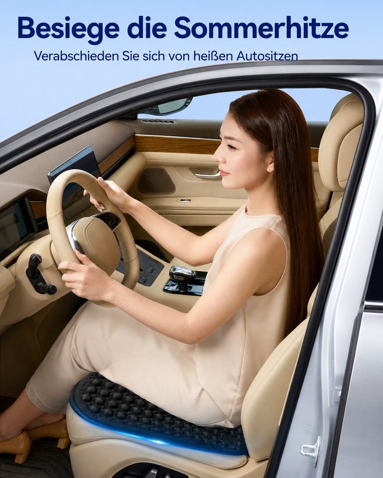 Diwzbyn Autositzauflage Autositzkissen Kühlend, Gel Sitzkissen 46×47×3 cm, Kühlender Sitzkomfort für Auto, Büro & Zuhause Bild 5