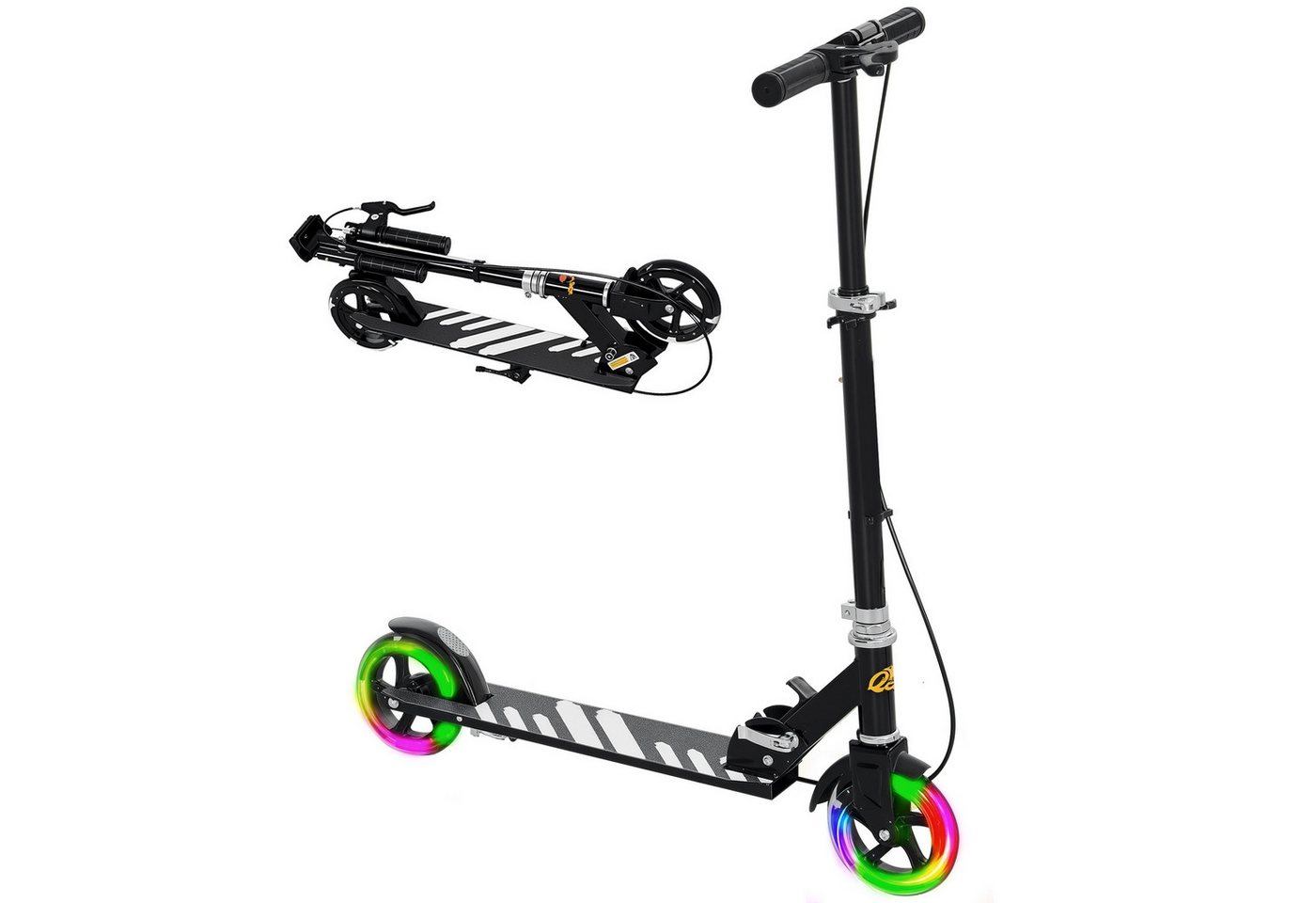 AIYAPLAY Cityroller Roller Kinder Scooter mit Leuchtenden Rädern, Bremse, 0 km/h, (klappbarer Kinderroller, 1 tlg., Höhenverstellbarer Tretroller), Faltbar, Höhenverstellbar, Schwarz Bild 5