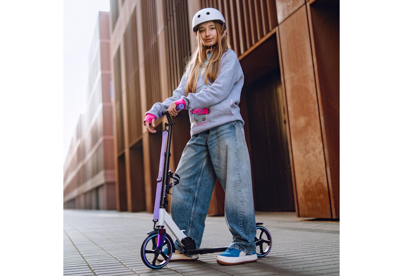 Movino Cityroller MOVINO INFINITY leicht 3,5 kg 200mm Rollen Flaschenhalter Bild 4