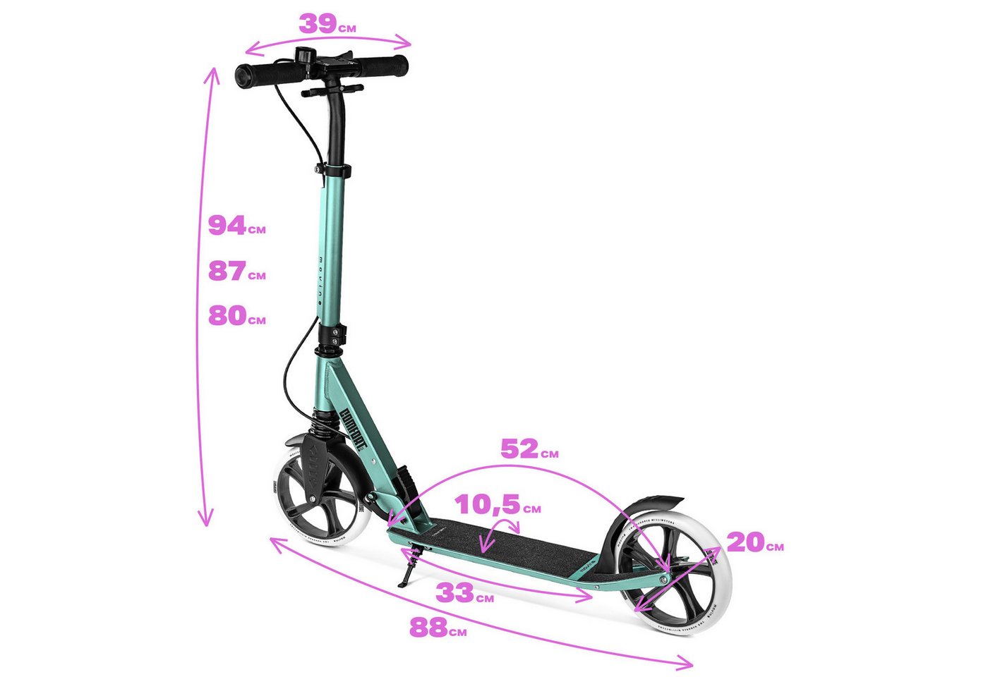 Movino Cityroller MOVINO COMFORT+ Stoßdämpfer Handbremse Tragegurt Bild 5