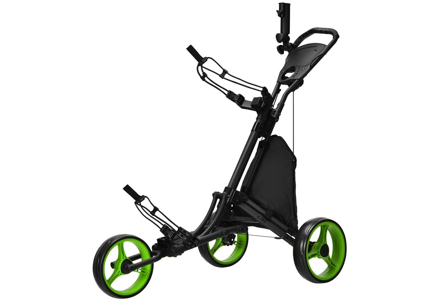 COSTWAY Golftrolley 3-Rad, mit verstellbarem Griff, Tasche