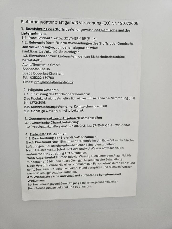Alpha Thermotec Solarflüssigkeit Gemisch, bis -32 °C, 25 l