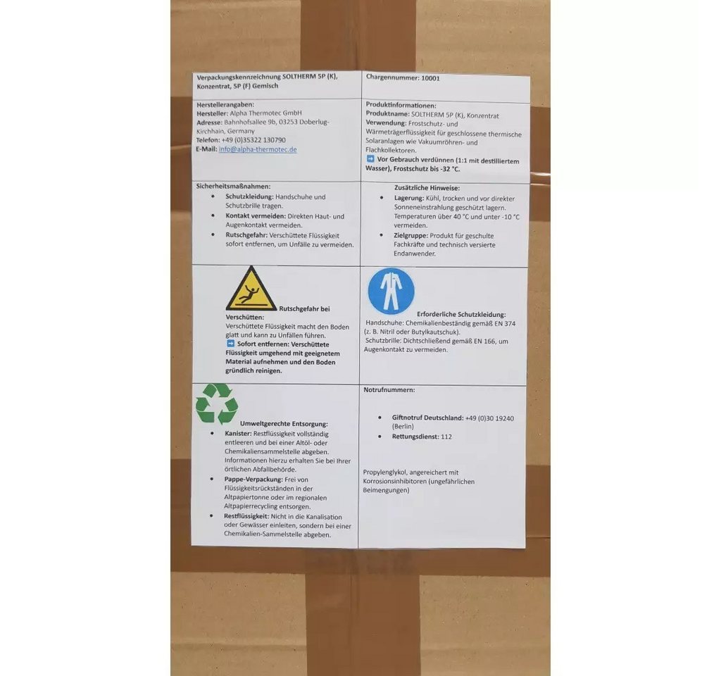 Alpha Thermotec Solarflüssigkeit Gemisch, bis -32 °C, 25 l Bild 3
