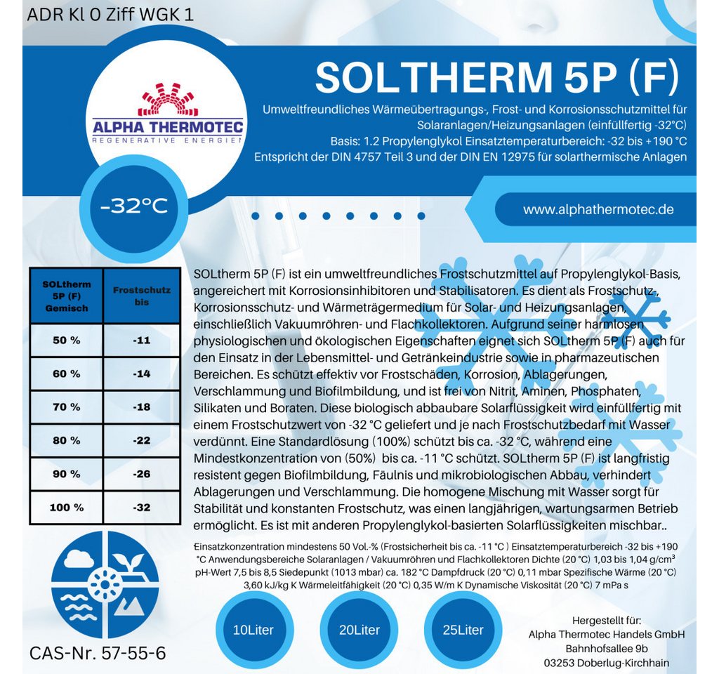 Alpha Thermotec Solarflüssigkeit Gemisch, bis -32 °C, 25 l Bild 4