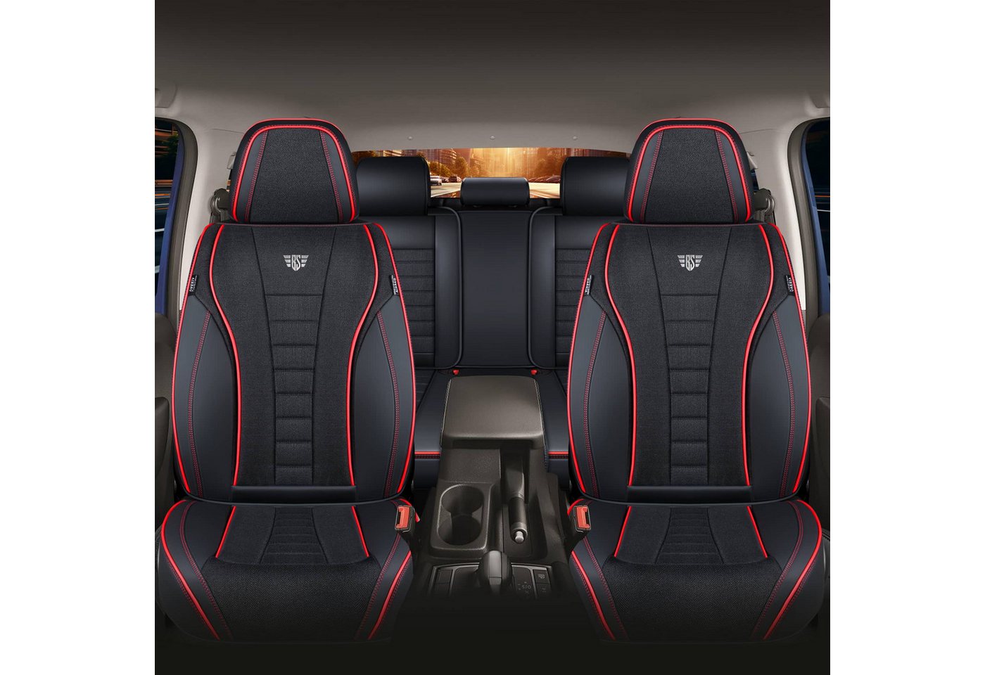 BREMER SITZBEZÜGE Autositzbezug für Mercedes C-Klasse Bj 2014-21 (FNL1), Set, 2-tlg., Komplettset Vorne und Hinten, in Schwarz