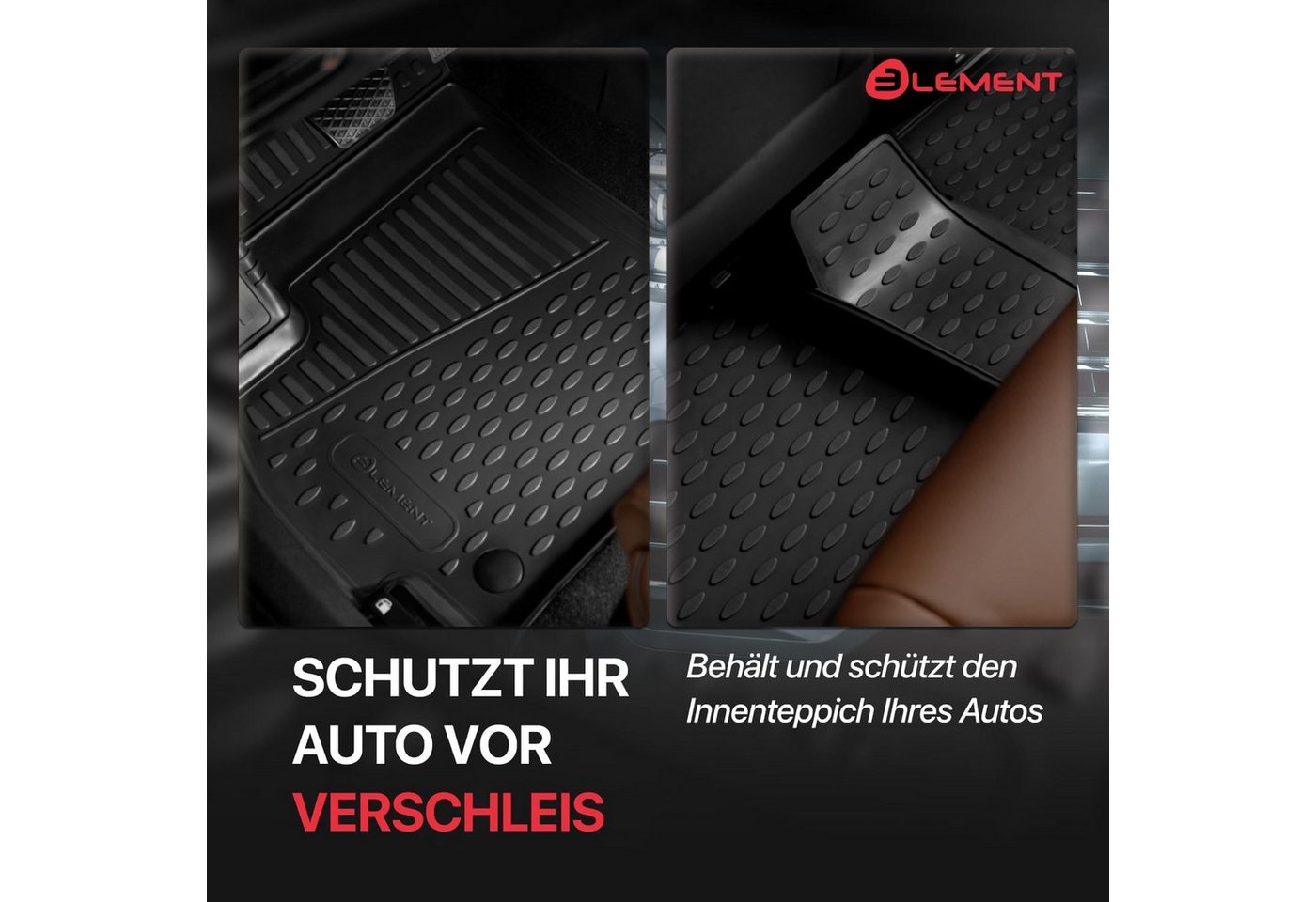 LEMENT Auto-Fußmatten Element 3D Fußmatten Set passend für FORD Kuga (II, IIr) 2013 - 2019, für FORD Kuga (II, IIr) PkW, 100% passgenaue Auto Fußmatten, Gummimatten Auto Bild 4
