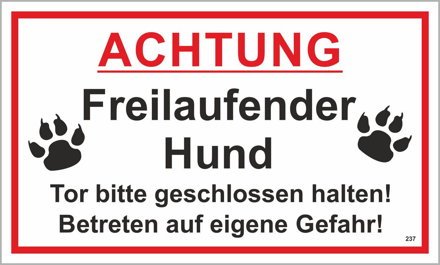 Hermann Schütz Hinweisschild Achtung! Freilaufender Hund 150x250 mm Kunststoff, (1 St)