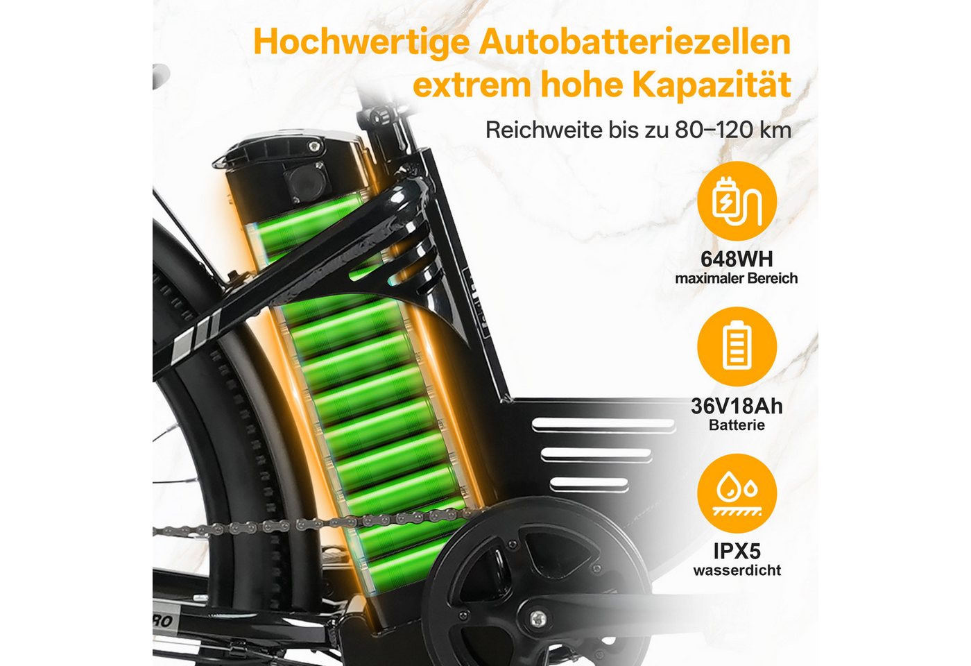 TTGO E-Bike Cityrad 26 Zoll, 648Wh, max. 120km, Federgabel, mit Frontkorb und Gepäckträger, 7 Gang SHIMANO, Kettenschaltung, Heckmotor, 648 Wh, (bis zu 125kg, für ca. 160–185cm, 5 Stufen, Pedelec), Aluminiumrahmen, Tiefeinsteiger, Elektrofahrrad für Damen Herren Bild 4