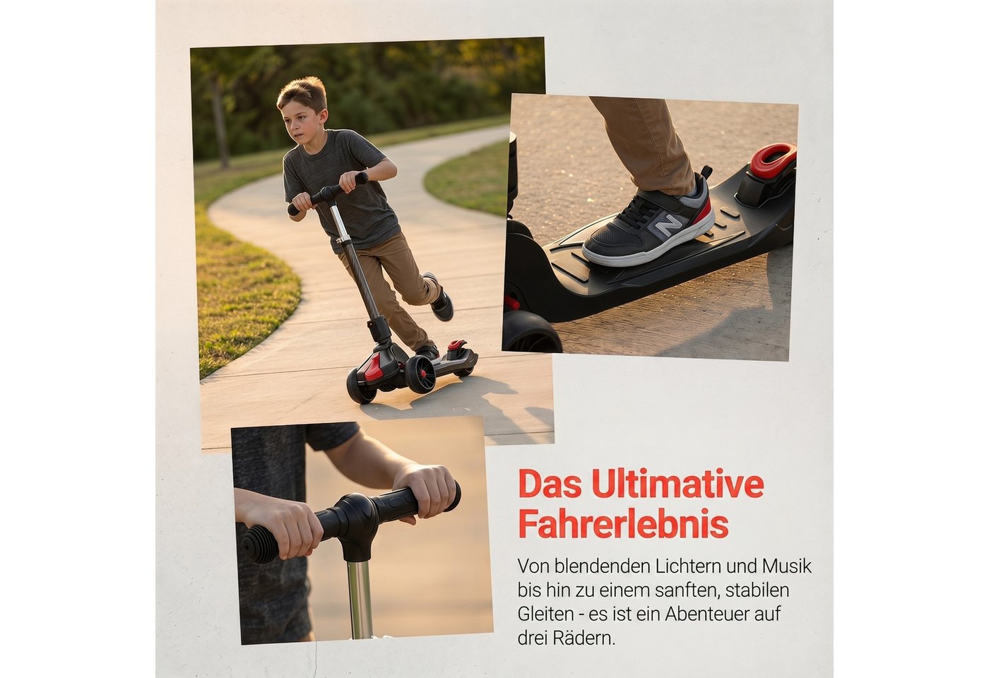 oyajia Cityroller Roller Kinder Scooter Dreiradscooter mit PU LED Räder Faltbar, bis 50 kg,roller kinder,kinder roller,Höhenverstellbar,Hinterradbremse Bild 2