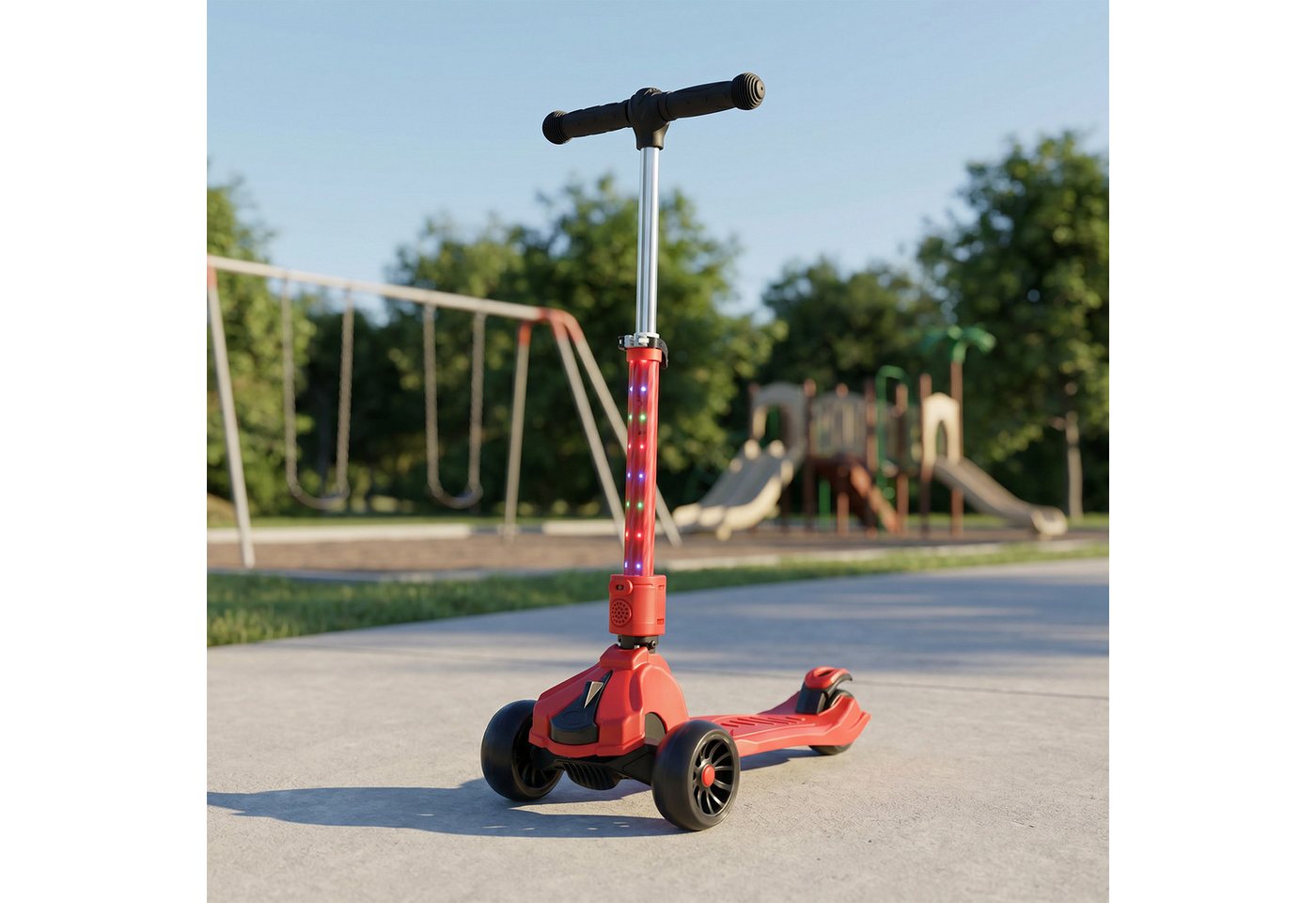 oyajia Cityroller Roller Kinder Scooter Dreiradscooter mit PU LED Räder Faltbar, bis 50 kg,roller kinder,kinder roller,Höhenverstellbar,Hinterradbremse Bild 3