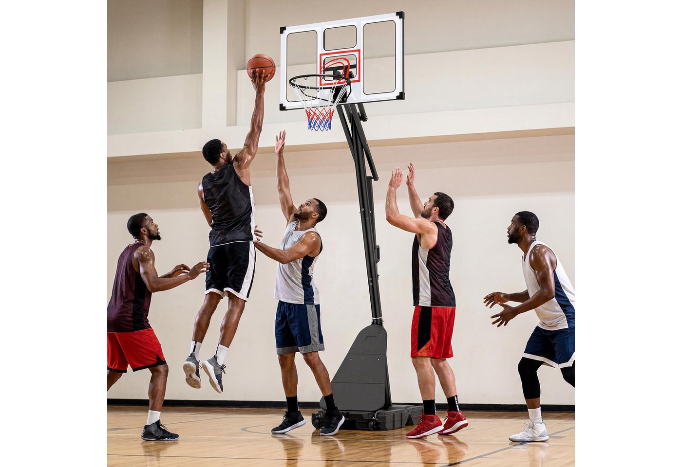 COSTWAY Basketballständer, 150-305 cm, mit PC-Rückwand & befüllbarer Sockel Bild 2