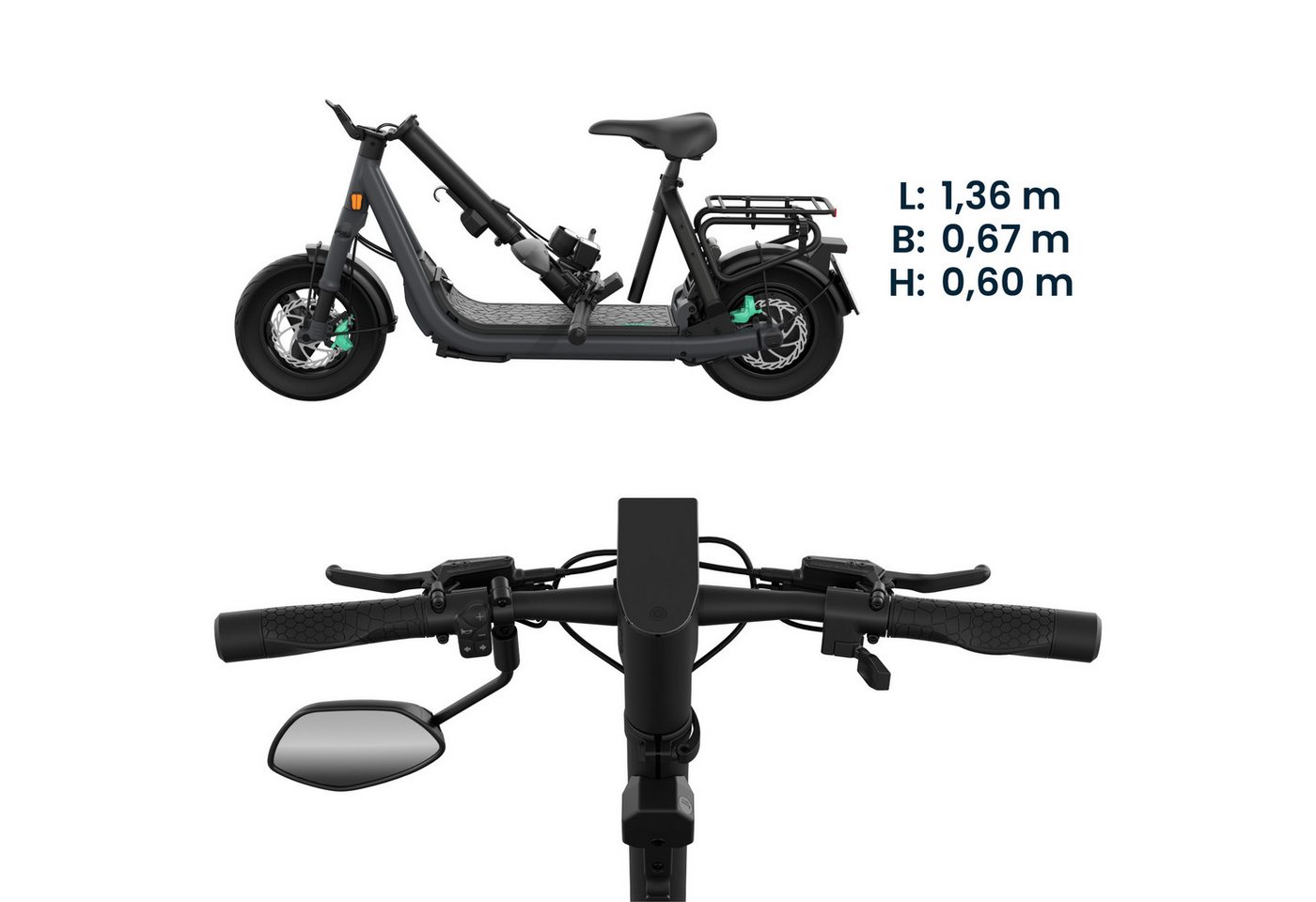 Egret E-Mofaroller GTc, FEDERUNG, APPLE FIND MY, ≤100 km, 1890 W, 20 km/h, Wechselakku-System, Vollfederung, Scheibenbremsen, App, NFC, USB-C