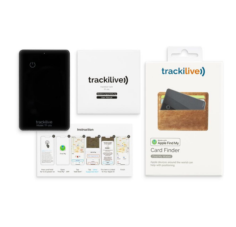 trackilive Cardfinder TF-201 GPS-Ortungsgerät (für Brieftasche, Telefon, wasserdicht, schwarz)