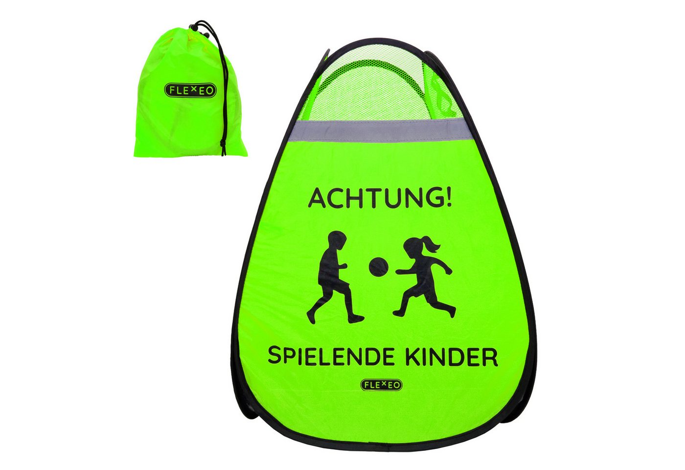 FLEXEO Warndreieck "Achtung! Spielende Kinder", 1-tlg., Warnwürfel Warnschild, grün