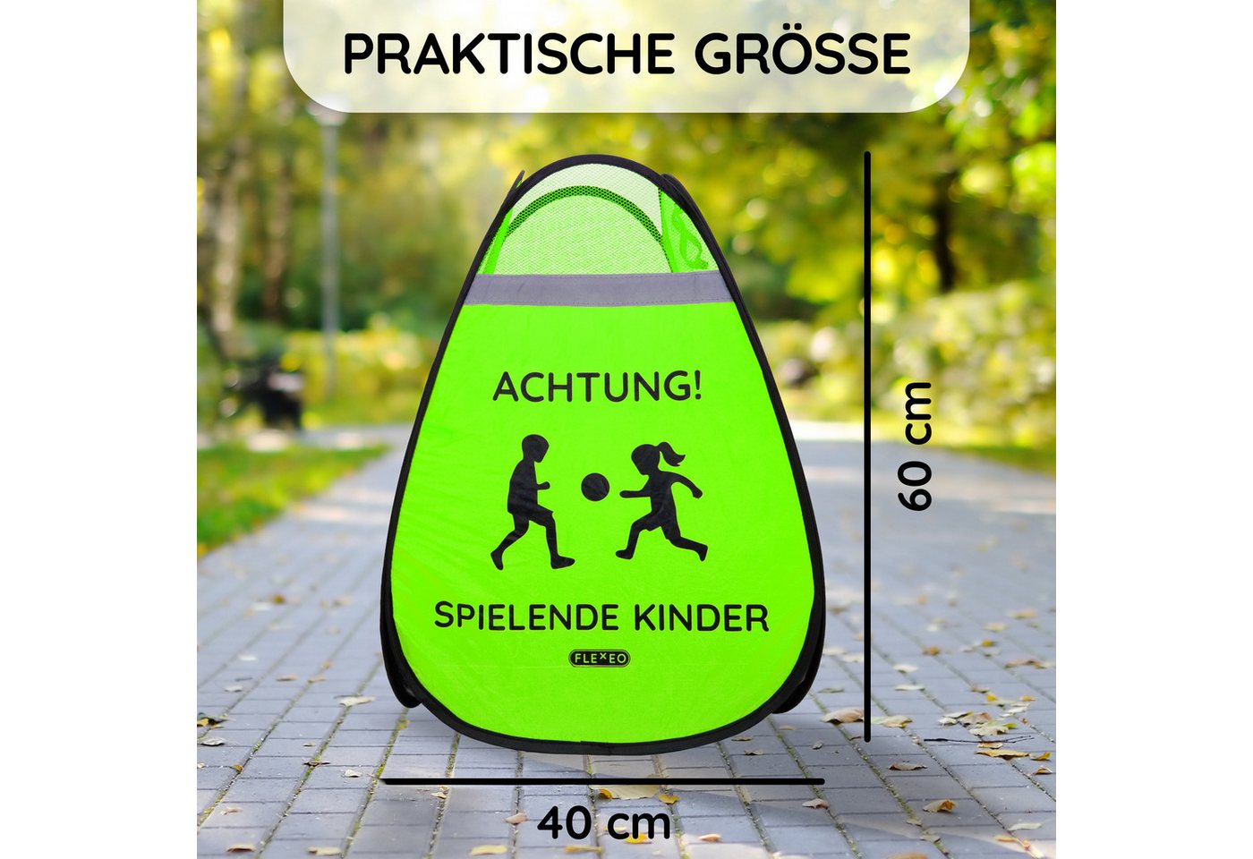 FLEXEO Warndreieck "Achtung! Spielende Kinder", 1-tlg., Warnwürfel Warnschild, grün Bild 3