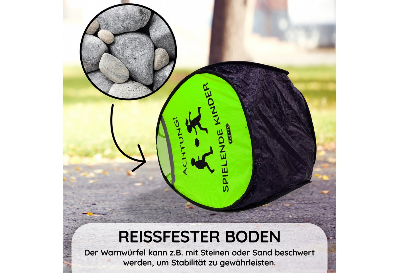 FLEXEO Warndreieck "Achtung! Spielende Kinder", 1-tlg., Warnwürfel Warnschild, grün Bild 4