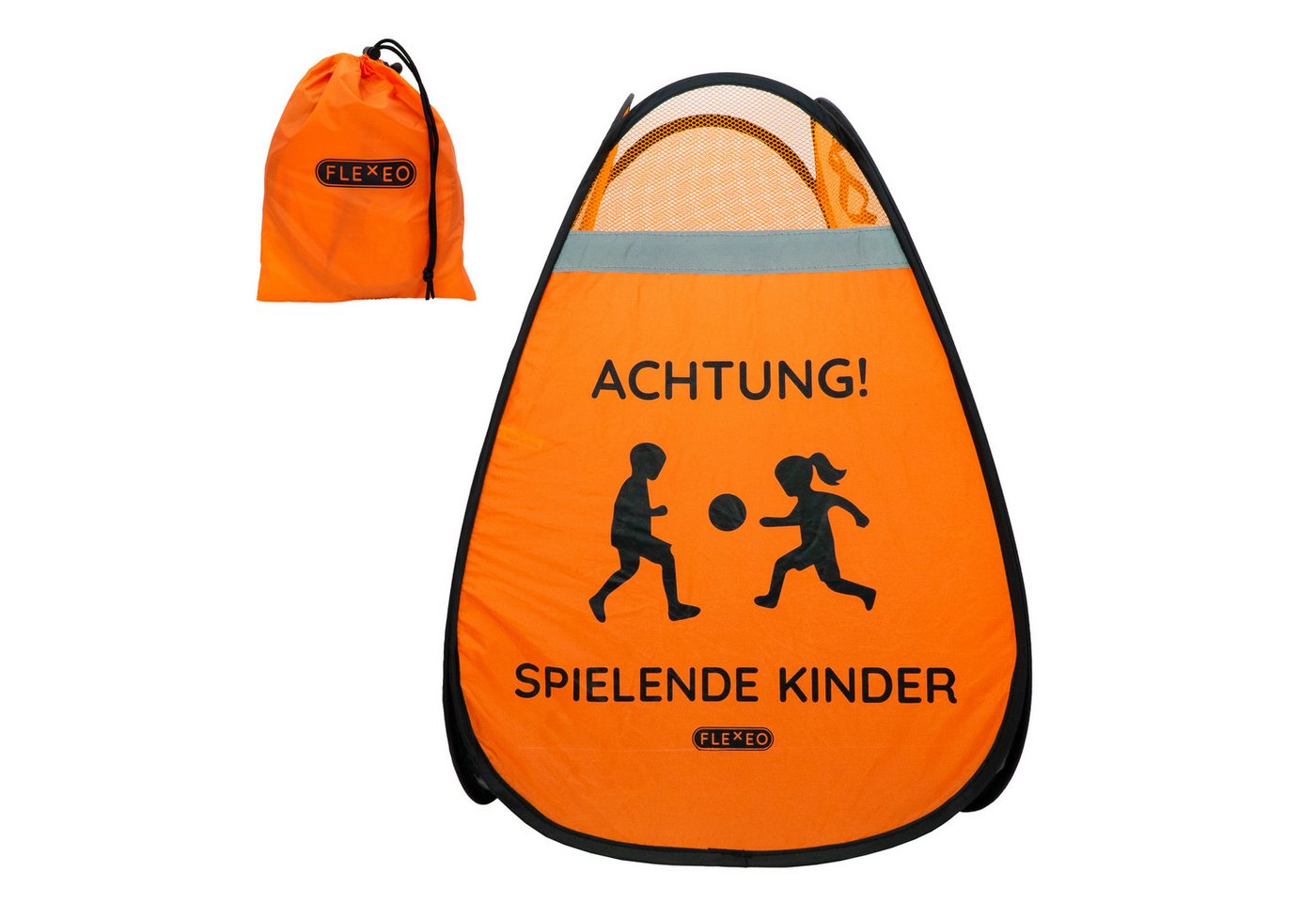 FLEXEO Warndreieck "Achtung! Spielende Kinder", 1-tlg., Warnwürfel Warnschild, orange