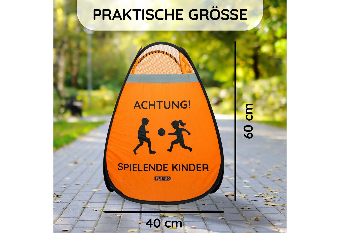 FLEXEO Warndreieck "Achtung! Spielende Kinder", 1-tlg., Warnwürfel Warnschild, orange Bild 5