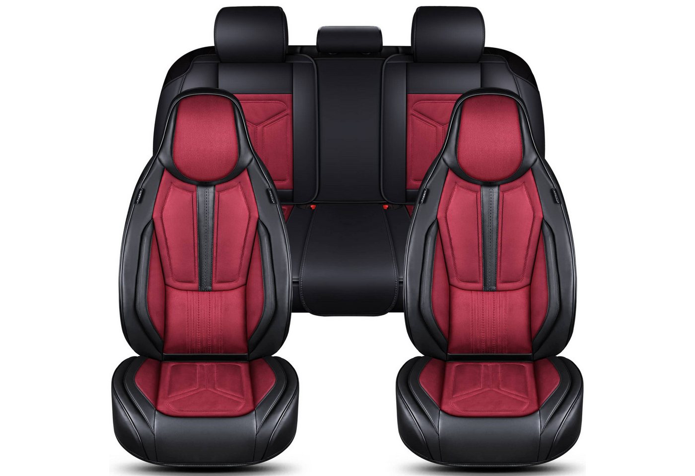 BREMER SITZBEZÜGE Autositzbezug für Audi A4 Bj ab 2015 (FS2), Set, 2-tlg., Komplettset Vorne und Hinten, in Schwarz/Rot Bild 4