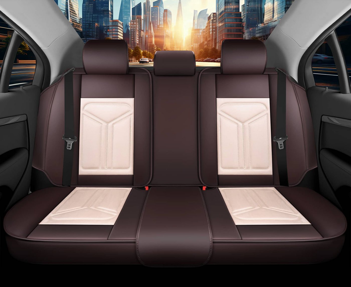BREMER SITZBEZÜGE Autositzbezug für Ford C-Max Bj 2010-19 (FS5), Set, 2-tlg., Komplettset Vorne und Hinten, in Braun/Beige Bild 2