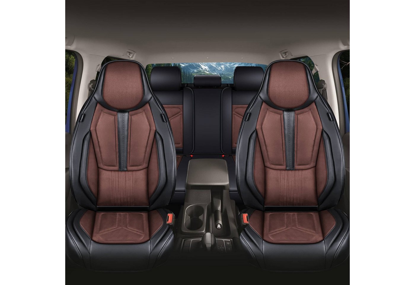 BREMER SITZBEZÜGE Autositzbezug für BMW 3er Bj 2011-19 (FS6), Set, 2-tlg., Komplettset Vorne und Hinten, in Schwarz/Braun Bild 5