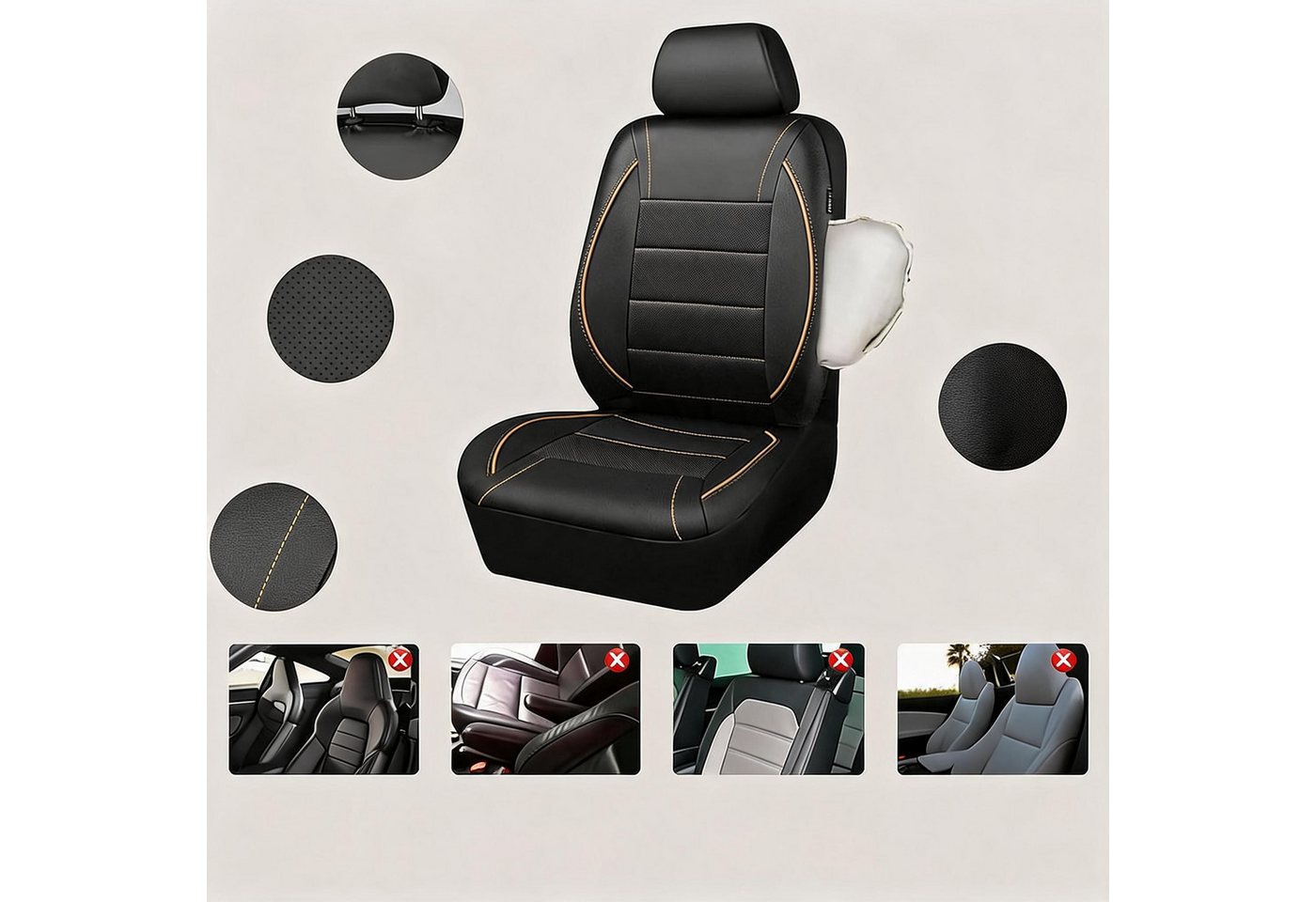 GarveeMore Autositzbezug Autositzbezüge Komplettset Universal Passend Autositzschoner Bild 2