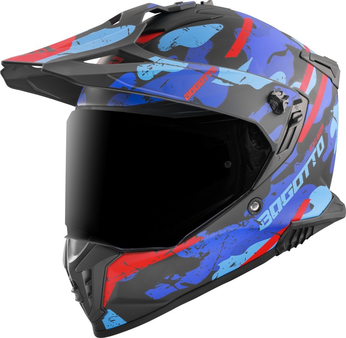 Bogotto Motocrosshelm FG-601 Sniper Fiberglas Enduro Helm, vorbereitet für Kommunikationssystem,Notfallsystem-Polsterung (EQ Bild 2
