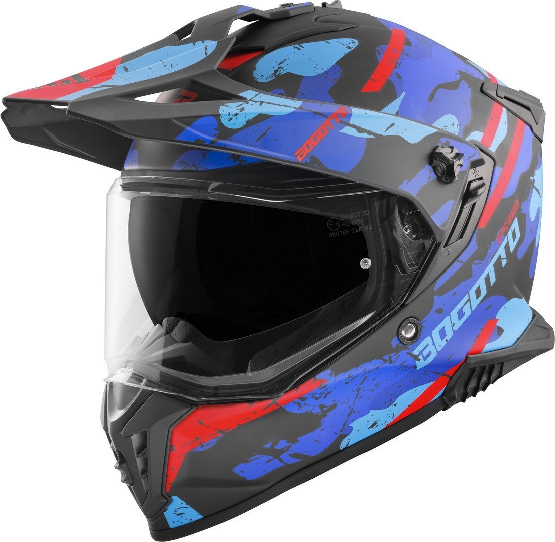 Bogotto Motocrosshelm FG-601 Sniper Fiberglas Enduro Helm, vorbereitet für Kommunikationssystem,Notfallsystem-Polsterung (EQ Bild 4