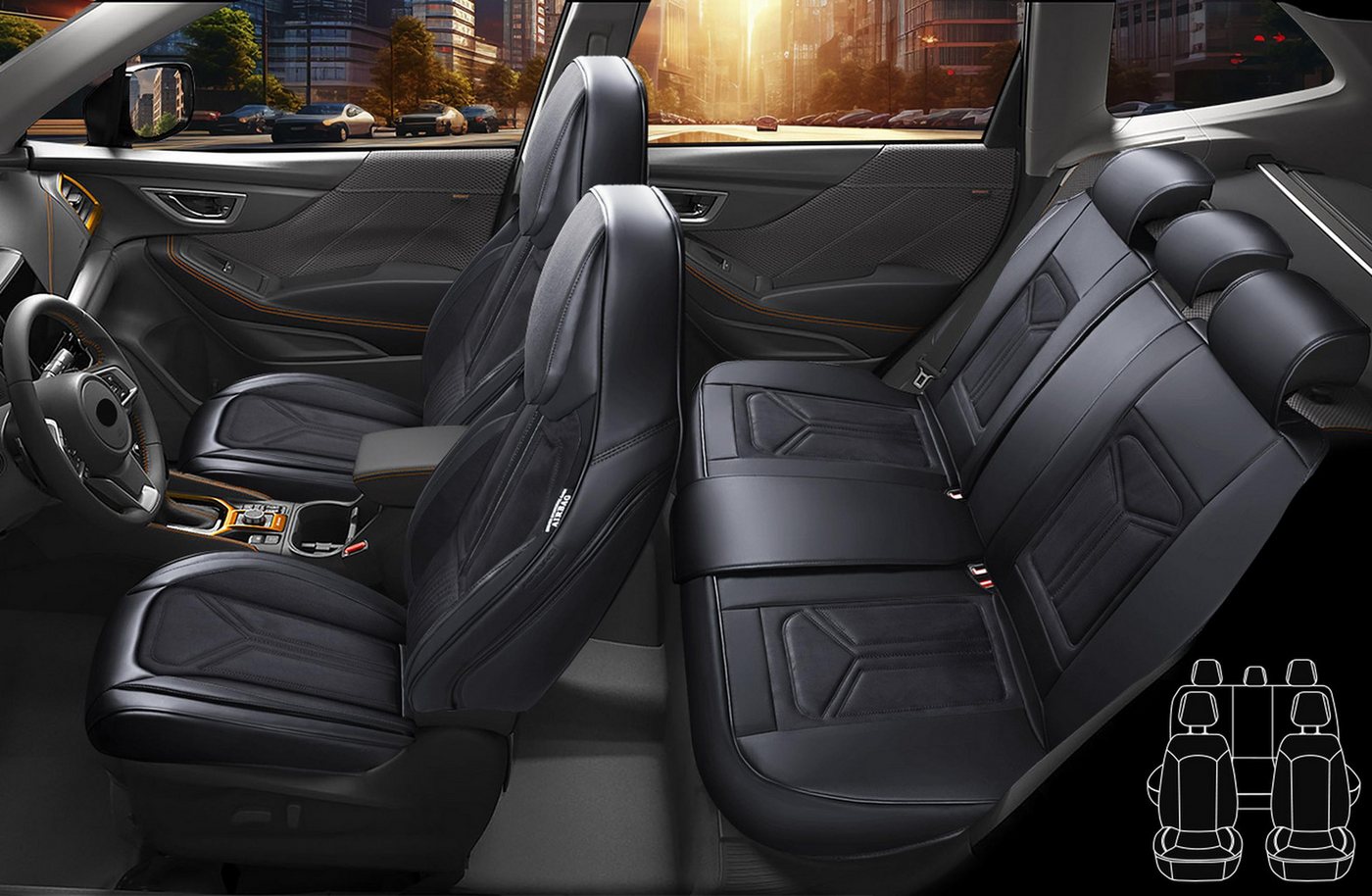BREMER SITZBEZÜGE Autositzbezug für Toyota C-HR Bj ab 2017 (FS3), Set, 2-tlg., Komplettset Vorne und Hinten, in Schwarz Bild 5
