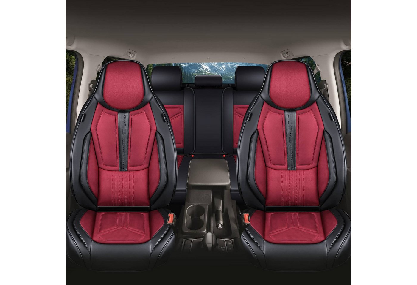BREMER SITZBEZÜGE Autositzbezug für VW Golf Bj 2014-21 (FS2), Set, 2-tlg., Komplettset Vorne und Hinten, in Schwarz/Rot Bild 2