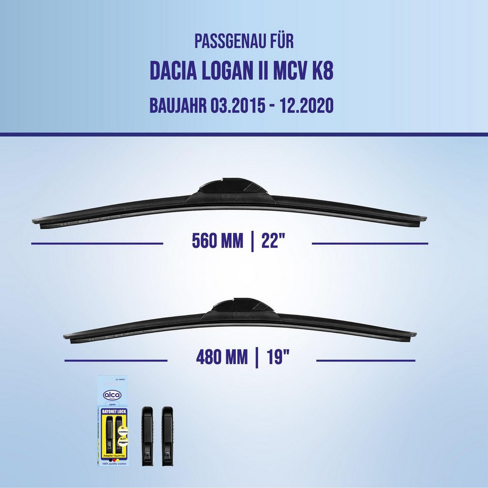 alca Scheibenwischblätter passend für DACIA LOGAN II MCV, 03.2015 - 12.2020, Frontscheibe, (Packung, 2-St., Scheibenwischer), mit Nano Graphit Beschichtung Bild 5