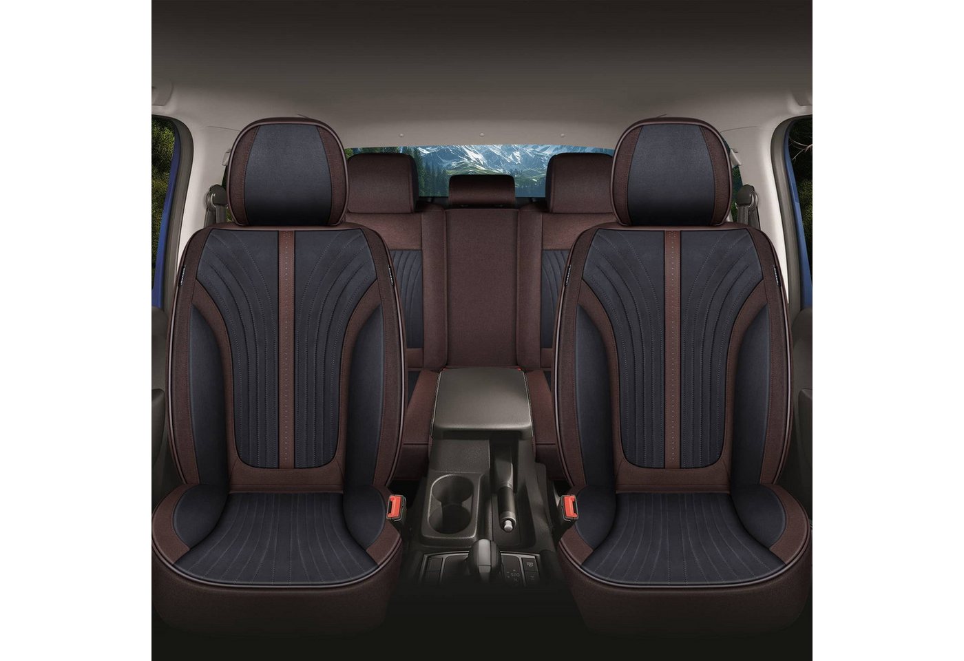 BREMER SITZBEZÜGE Autositzbezug für Skoda Octavia Bj ab 2020 (FV3), Set, 2-tlg., Komplettset Vorne und Hinten, in Schwarz/Braun Bild 4