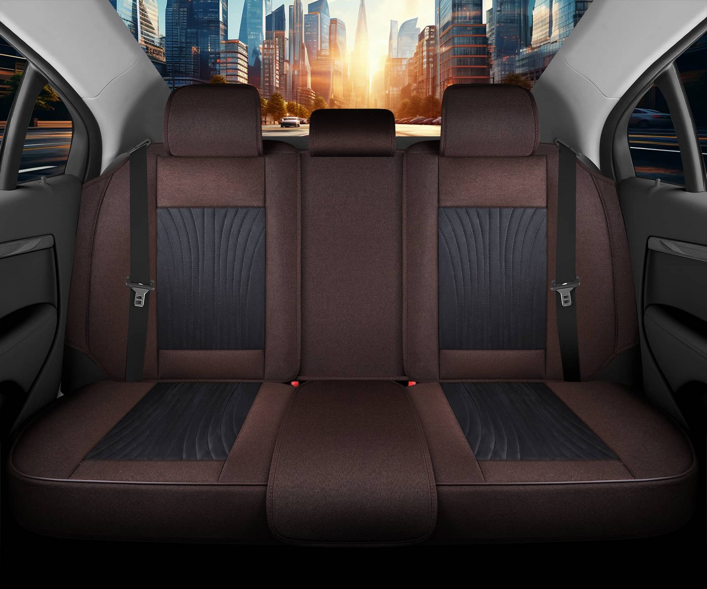 BREMER SITZBEZÜGE Autositzbezug für Skoda Octavia Bj ab 2020 (FV3), Set, 2-tlg., Komplettset Vorne und Hinten, in Schwarz/Braun Bild 5