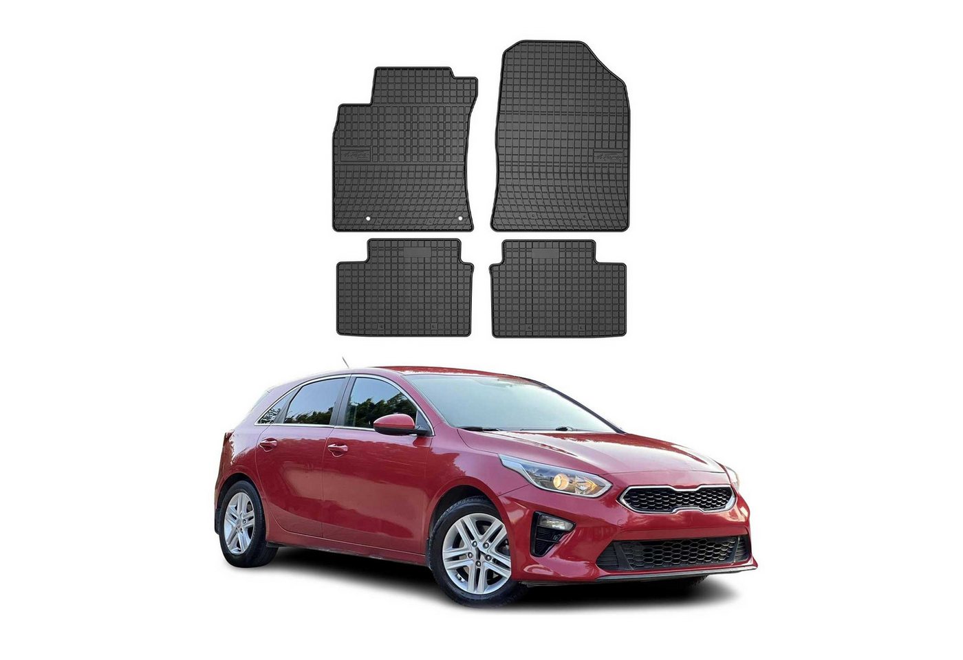 OMAC Auto-Fußmatten für Kia Ceed 2018-2025 Gummimatten Schwarz 4 tlg (4 St), für Kia Ceed 2018-2025 Kia Ceed 2018-2025, Antirutsch,Wasserfest,Einfache Installation Bild 2