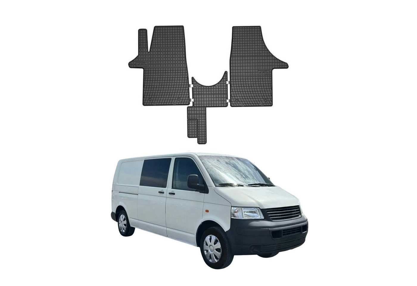 OMAC Auto-Fußmatten für VW T5 2003-2015 Gummimatten Schwarz Automatten 3x (3 St), für VW T5 2003-2015 VW T5 2003-2015, Antirutsch,Wasserfest,Einfache Installation Bild 2