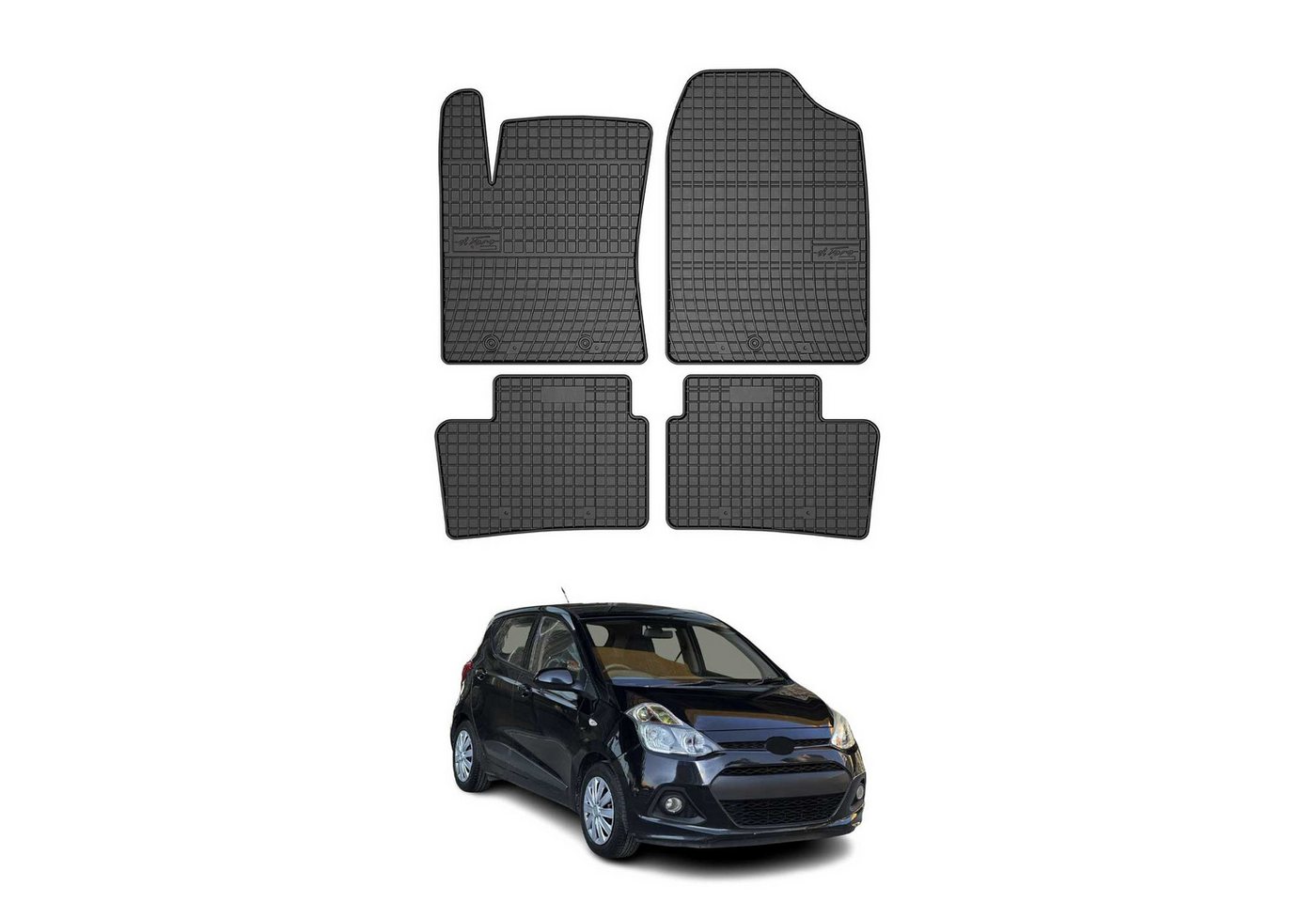 OMAC Auto-Fußmatten für Hyundai i10 2013-2019 Gummimatten Schwarz 4 tlg (4 St), für Hyundai i10 2013-2019 Hyundai i10 2013-2019, Antirutsch,Wasserfest,Einfache Installation Bild 4