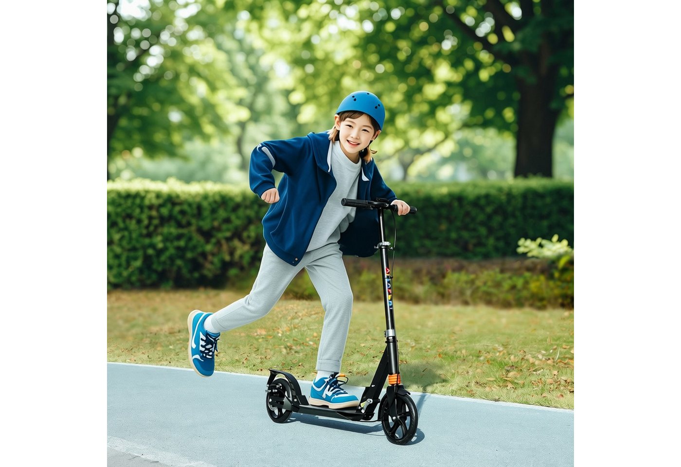 AIYAPLAY Cityroller Roller mit Bremse, klappbarer höhenverstellbarer Kinderroller, 0 km/h, (klappbarer Kinderroller, 1 tlg., Höhenverstellbarer Tretroller), Faltbar, Höhenverstellbar, Schwarz Bild 3