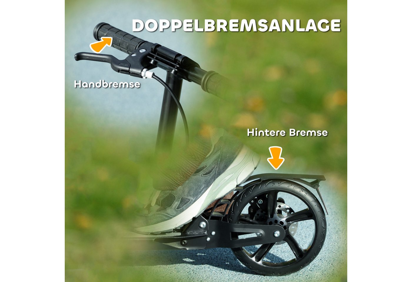 AIYAPLAY Cityroller Roller mit Bremse, klappbarer höhenverstellbarer Kinderroller, 0 km/h, (klappbarer Kinderroller, 1 tlg., Höhenverstellbarer Tretroller), Faltbar, Höhenverstellbar, Schwarz Bild 4