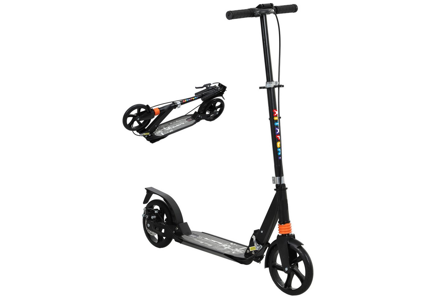 AIYAPLAY Cityroller Roller mit Bremse, klappbarer höhenverstellbarer Kinderroller, 0 km/h, (klappbarer Kinderroller, 1 tlg., Höhenverstellbarer Tretroller), Faltbar, Höhenverstellbar, Schwarz Bild 5