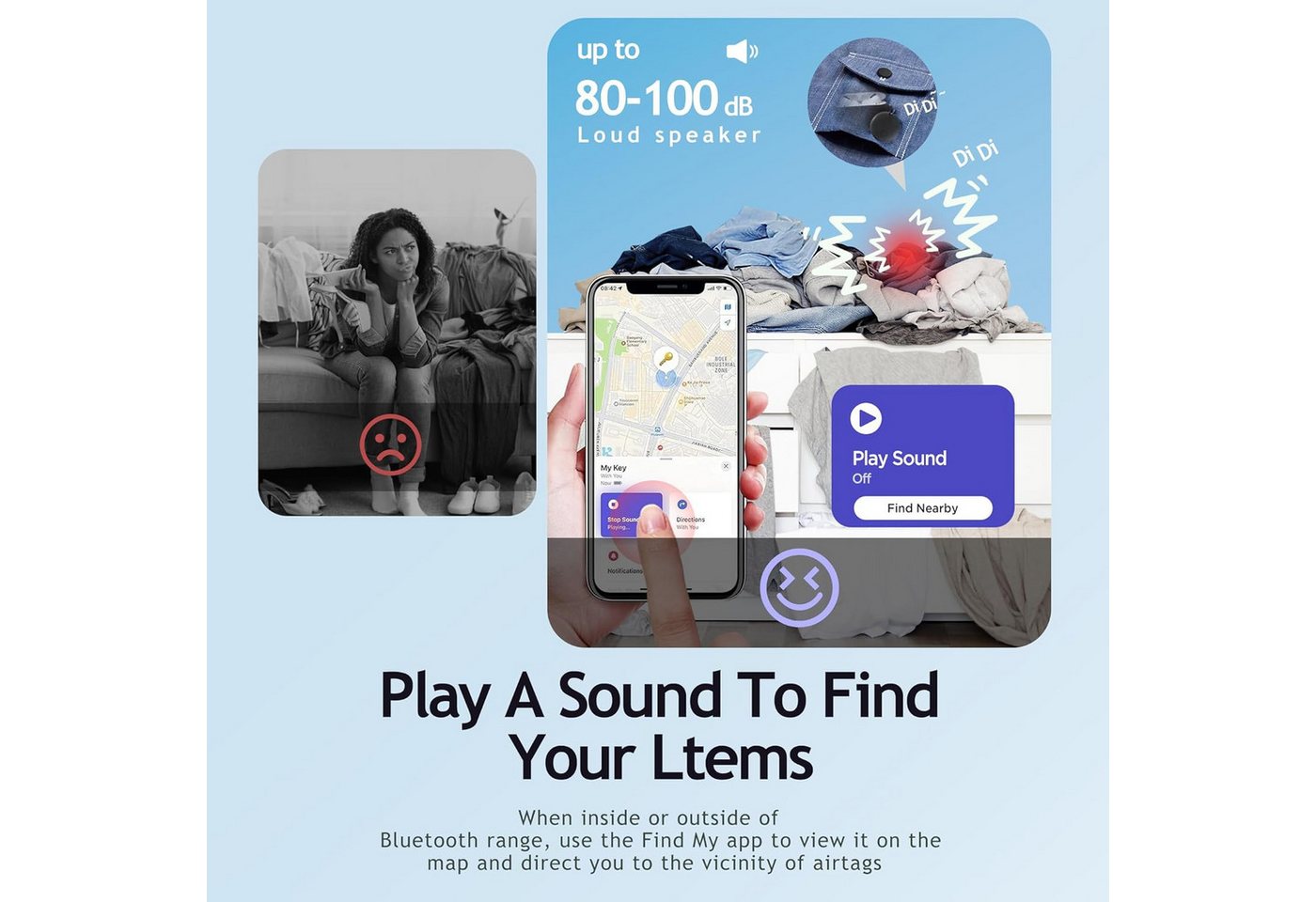 Luckice Tracker 4er-Pack für iOS, kompatibel mit der App „Wo ist?“ Bluetooth-Tracker (Smart Tag, Air Tag-Alternative)
