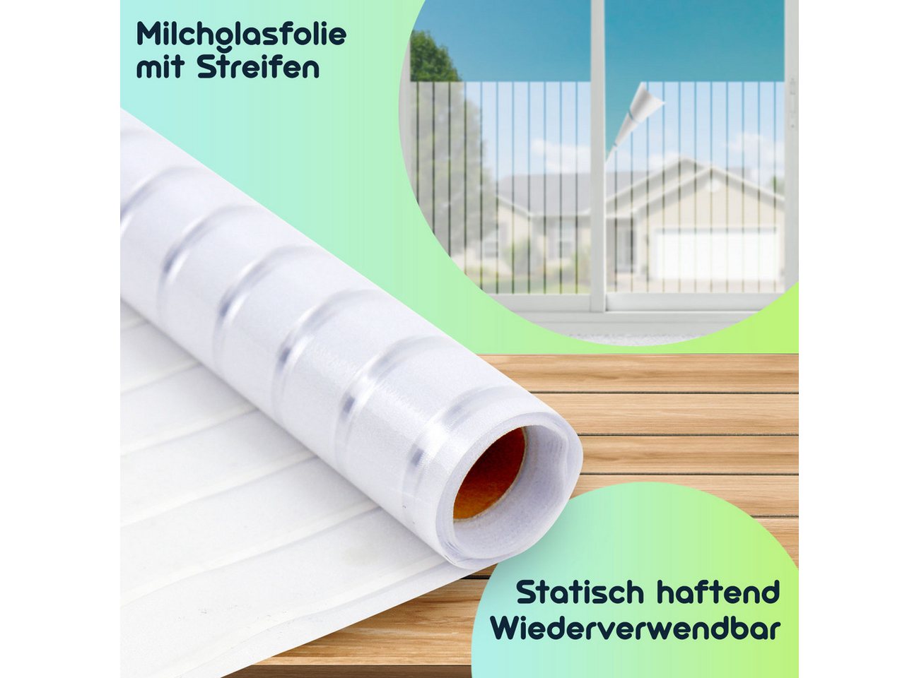 Casativo Sichtschutzfolie Casativo 2er-Set Milchglasfolie Streifen 50x200cm, (4-St), Milchglasfolie für Badezimmer, Toilette, Duschkabine