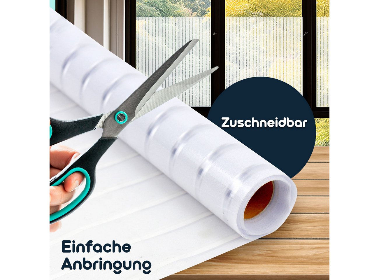 Casativo Sichtschutzfolie Casativo 2er-Set Milchglasfolie Streifen 50x200cm, (4-St), Milchglasfolie für Badezimmer, Toilette, Duschkabine Bild 3