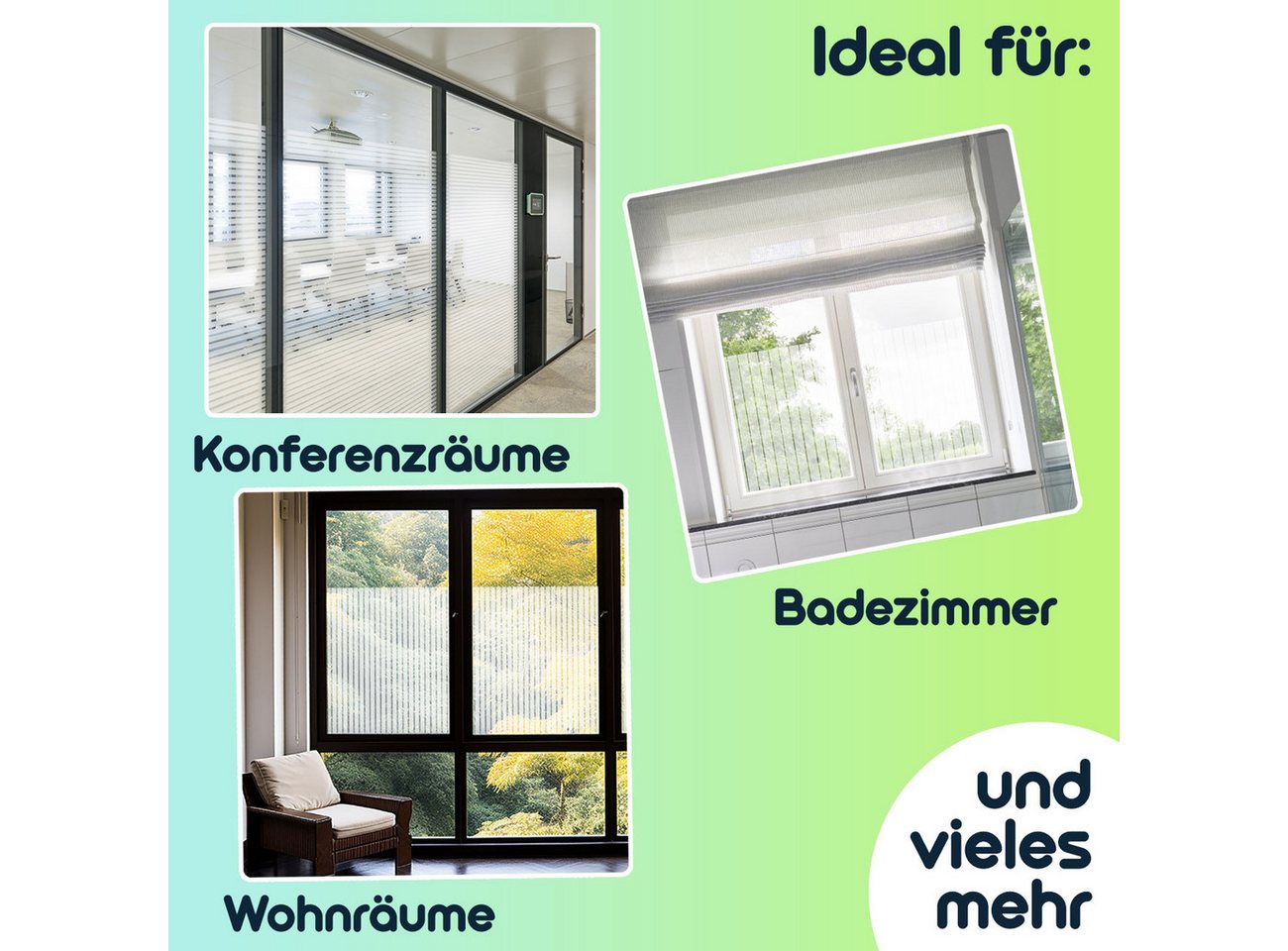 Casativo Sichtschutzfolie Casativo 2er-Set Milchglasfolie Streifen 50x200cm, (4-St), Milchglasfolie für Badezimmer, Toilette, Duschkabine Bild 4