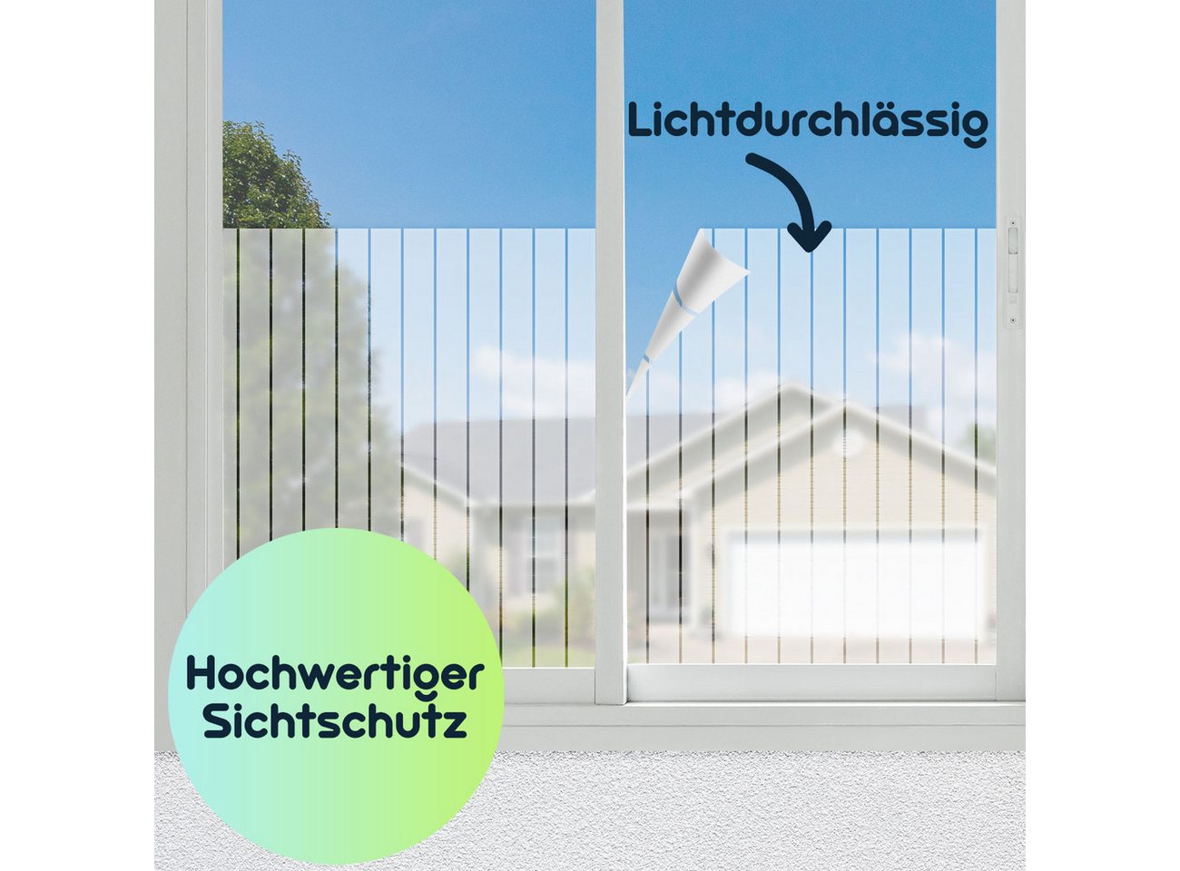 Casativo Sichtschutzfolie Casativo 2er-Set Milchglasfolie Streifen 50x200cm, (4-St), Milchglasfolie für Badezimmer, Toilette, Duschkabine Bild 5