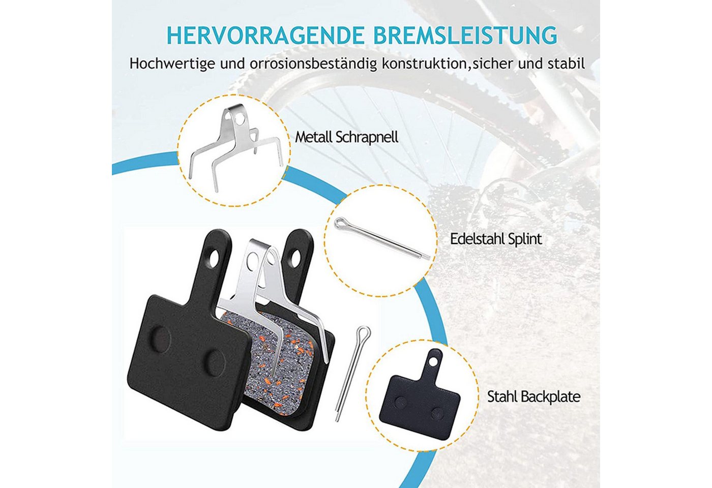 FELIXLEO Bremsbelag B01S Bremsbeläge Set für MTB Fahrrad-Scheibenbremsen vorne hinten (4-St)