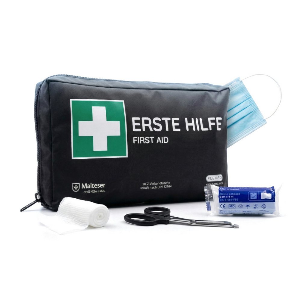 FLEXEO KFZ-Verbandtasche DIN 13164:2022, (1 St), Erste-Hilfe-Set für Autos, PKWs
